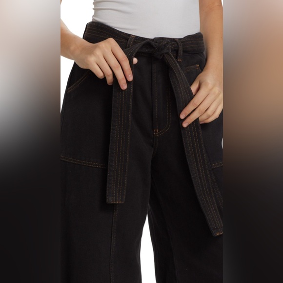 Farm Rio Twill Bell-Bottom Pants Black - Picture 3 of 7